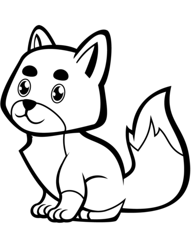 Cute Baby Fox Coloring Page